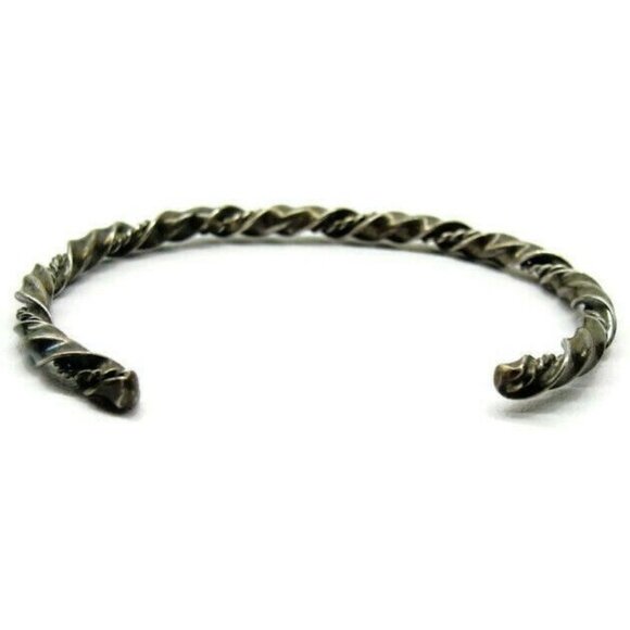 Big & Small Twisted Rope Combination Bangle Cuff Sterling Silver 925 Bracelet - Picture 3 of 8